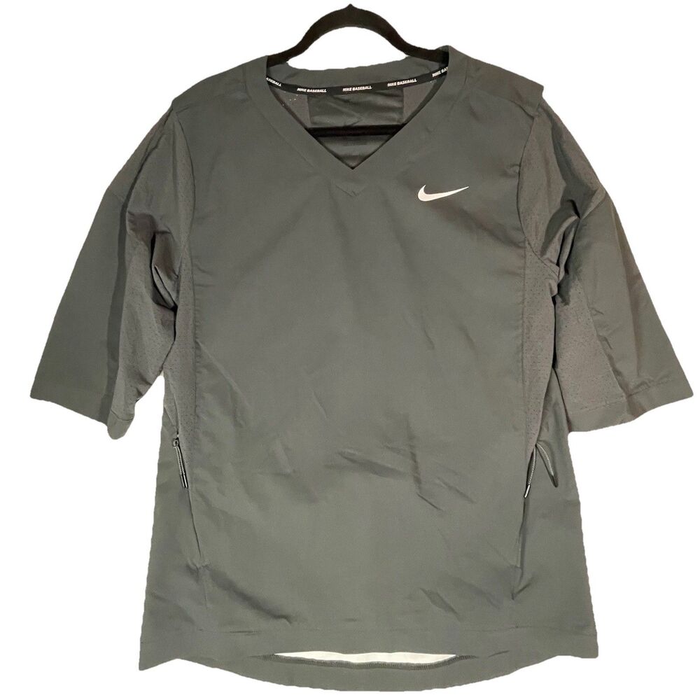 Nike Baseball 3/4 Sleeve Pullover Mens Medium Vented Gray Coach